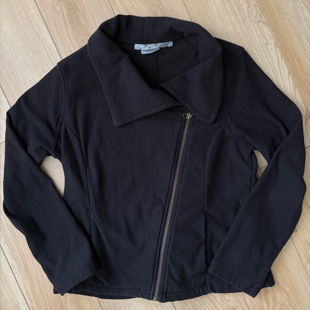 Athleta Black Asymmetrical Zip Moto Jacket Athleisure Warmup size Medium
